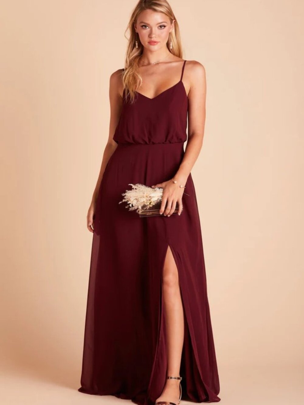 Birdy Grey Gwennie Chiffon Dress Cabernet XL Bridesmaid Dress